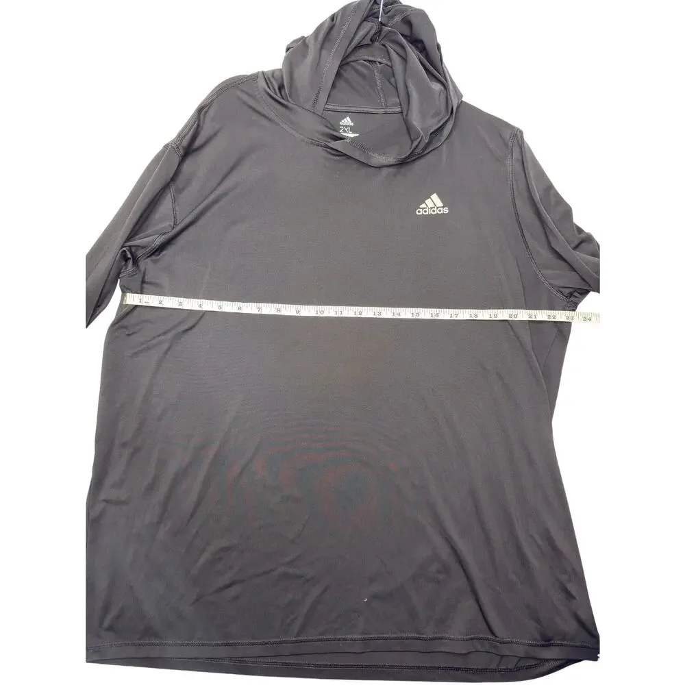 Adidas Mens 2XL Black Lightweight Performance Pullover Hoodie Athletic